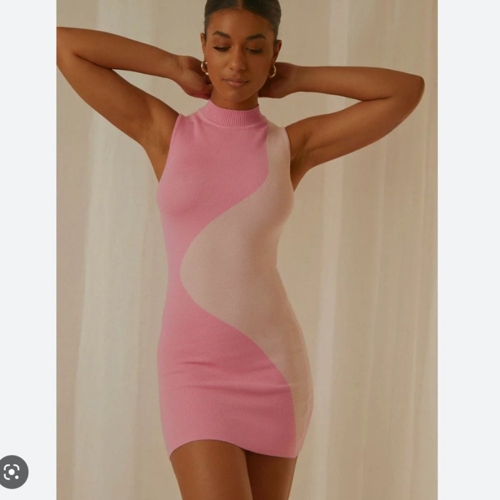 Peppermayo Knitted Pink Mini Dress
